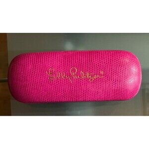 Lilly Pulitzer Hard Hot Pink Faux Snakeskin Eyeglasses Clamshell Case